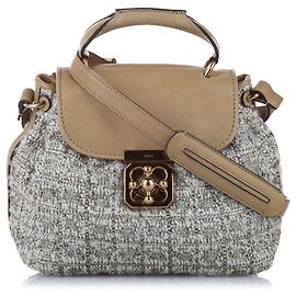 Chloé Chloe Gray Elsie Tweed Satchel Brown Beige Other Grey