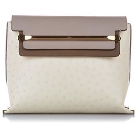 Chloé Borsa a tracolla in pelle di struzzo Chloe White Clare Marrone Bianco