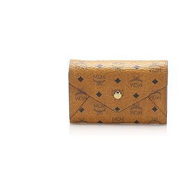 MCM Brown Visetos Leather Wallet Brown Light brown