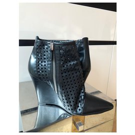 Sandro-Micro perforated ankle boots-Black