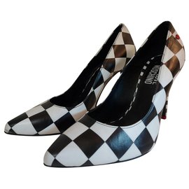 Love Moschino-Adoro sapatos bicolor Moschino-Preto,Branco