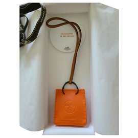Hermès-Charm de sac à provisions orange-Orange