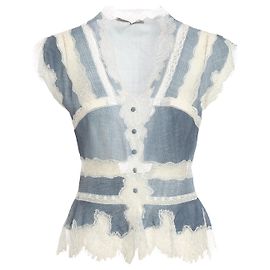 Ermanno Scervino Scervino ÄRMELLOSES HEMD MIT SPITZE Hellblau