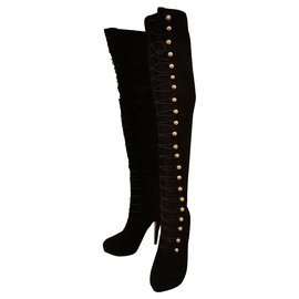 Christian Louboutin Black Suede Boots 38 Black