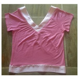 Maje-Maje pink bi-material modal and silk top.1 (34-36)-Pink