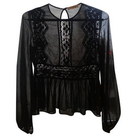 Sandro-Elegantes Hemd aus schwarzer Baumwolle von Sandro-Schwarz