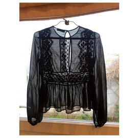 Sandro-Sandro black cotton  elegant shirt-Black
