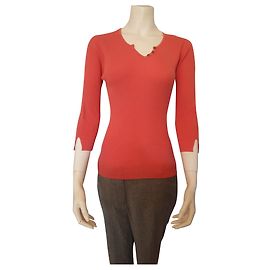 Autre Marque Un Jours Ailleurs Korallfarbener Baumwollpullover Koralle