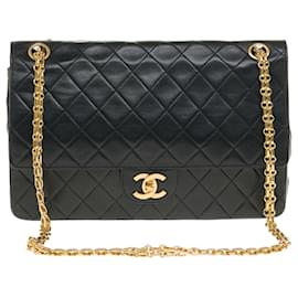 Chanel-Stunning Chanel Classic 27cm in black quilted lambskin, garniture en métal doré, mademoiselle chain in gold metal-Black