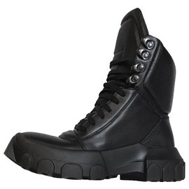 Rick Owens Stivaletti stringati Tractor Dunk neri Nero