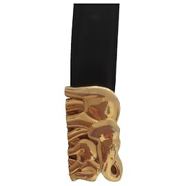 ceinture cuir Cartier authentique boucle éléphant métal doré Noir