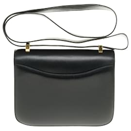 Hermès-Splendid Hermès Constance in black box leather, gold-tone metal trim in superb condition-Black