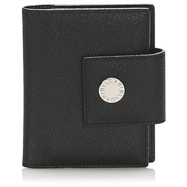 Autre Marque-Bvlgari Black Leather Card Holder-Black