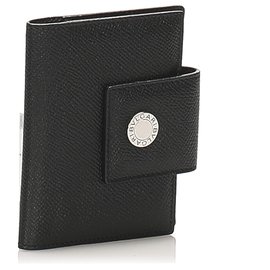 Autre Marque-Bvlgari Black Leather Card Holder-Black