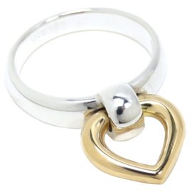 Hermès-Hermes Silver 18K Heart Ring-Prata,Dourado