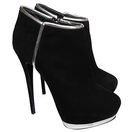 Stivaletti Giuseppe Zanotti in scamosciato nero con finiture argento Nero