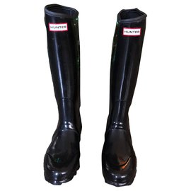 Hunter-Hunter black Wellington boots-Black