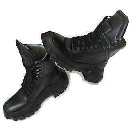 Rick Owens Tractor Dunk Schnürstiefeletten Schwarz