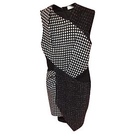 Autre Marque Vestido Yiqing Yin de seda e lã preto e branco Preto Branco