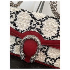 Gucci-Gucci small Dionysus in cream tweed and red leather-Other