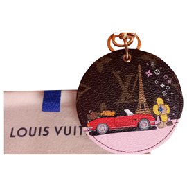 Louis Vuitton bag charm and key ring. Dual function. Red