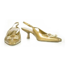 Tom Ford For Gucci Dragon Head Gold Leather Medium Heel Pumps Shoes size 36,5 C Golden