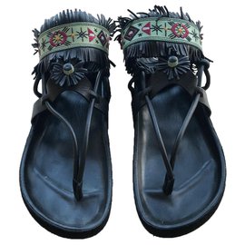 Isabel Marant-Very good condition Isabel Marant boho style sandals-Black,Green