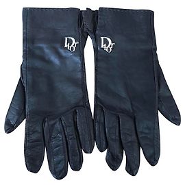 Guantes Dior de piel marrón oscuro Marrón oscuro