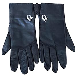 Luvas Dior de couro marrom escuro Castanho escuro