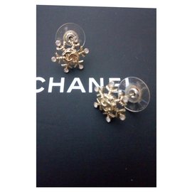 Boucles oreilles flocon Chanel Bijouterie dorée