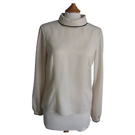 CHANEL UNIFORM Camicetta manica lunga ecru T38 Beige