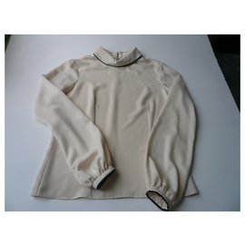 Chanel-CHANEL UNIFORM Long-sleeved blouse ecru T38-Beige