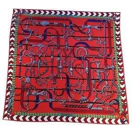 Scialle di Hermès  140 X 140 cashmere e seta Rosso