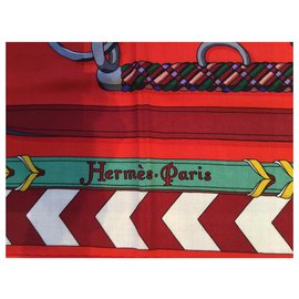 Hermès-Hermès shawl  140 x 140 cashmere and silk-Red