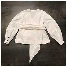 Ganni Wrap Blouse White Cotton White