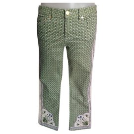 Tory Burch-Tory Burch patterned trousers-White,Green