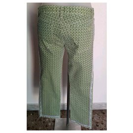 Tory Burch-Tory Burch patterned trousers-White,Green