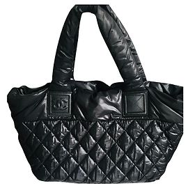 Chanel Coco Cocoon Handbag Black Leather and Nylon Black Silver hardware