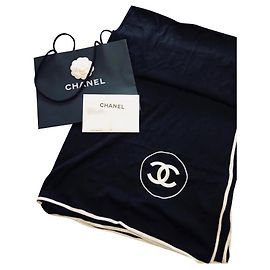 Chanel Kaschmir und Seide CC stahlen Schal Schwarz