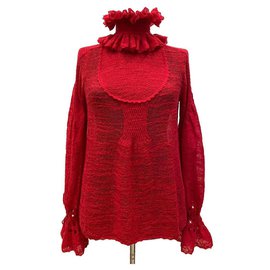 Chanel-Suéter de babados Salzburg-Vermelho