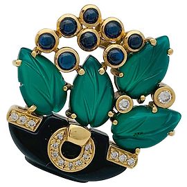 Clip Cartier, "Tabriz", Saphiren, Achate, Diamanten, Onyx. Andere