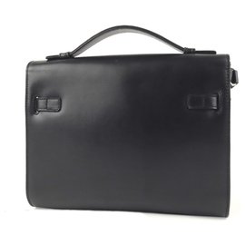 Fendi-Fendi Black Leather Business Bag-Black