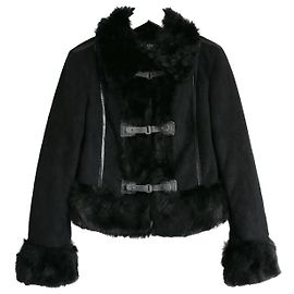Armani Jeans Giacca da aviatore in ecopelle e pelliccia Nero