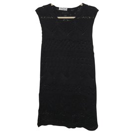 Christian Dior-Christian Dior black crochet dress-Black