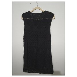 Christian Dior-Christian Dior black crochet dress-Black