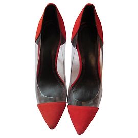 Sandro Red Leather Transparent Pumps 36 Red