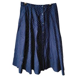 Uniqlo Falda midi abotonada Blanco Azul Azul marino