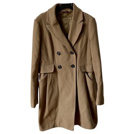 Comptoir Des Cotonniers Casaco comprido camelo Bege Castanho claro