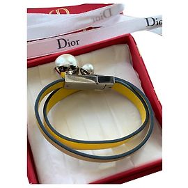 Bracelet Dior en cuir jaune Jaune