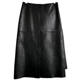 Joseph-Sidena-Shiny Black Leather Skirt-Black